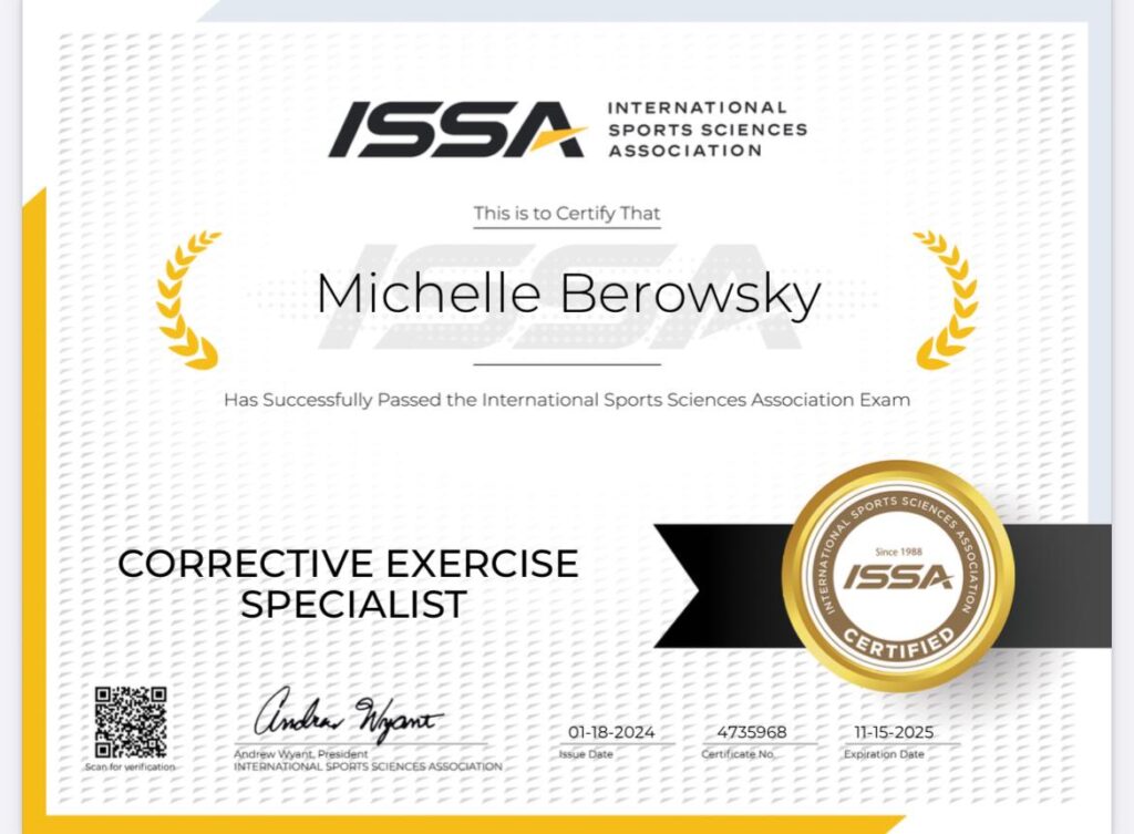 Certified Corrective Exercise Specialist and Personal Trainer Michelle