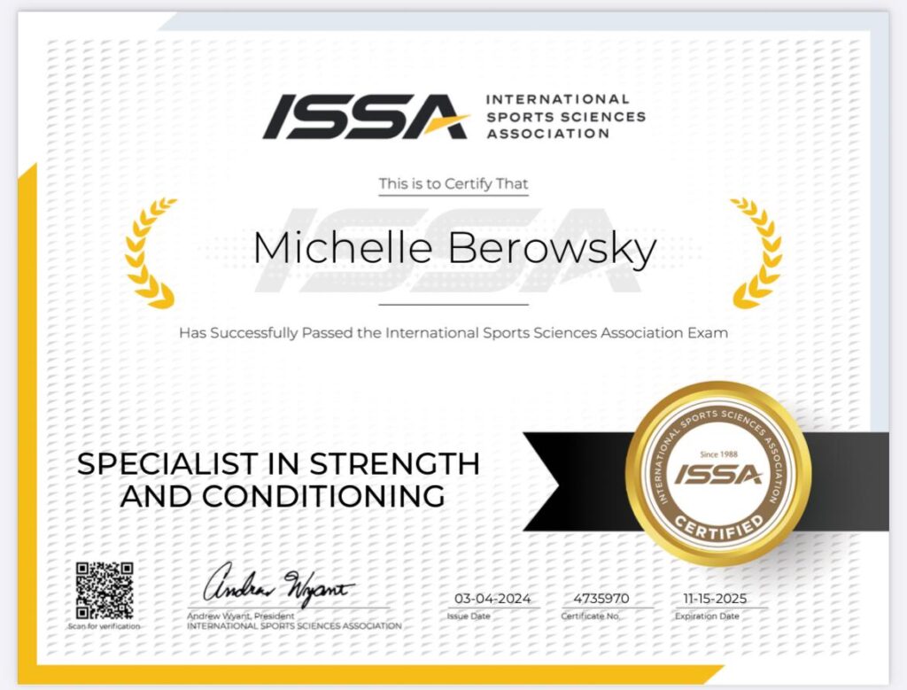 Certified Holistic Strength and Conditioning Specialist Michelle